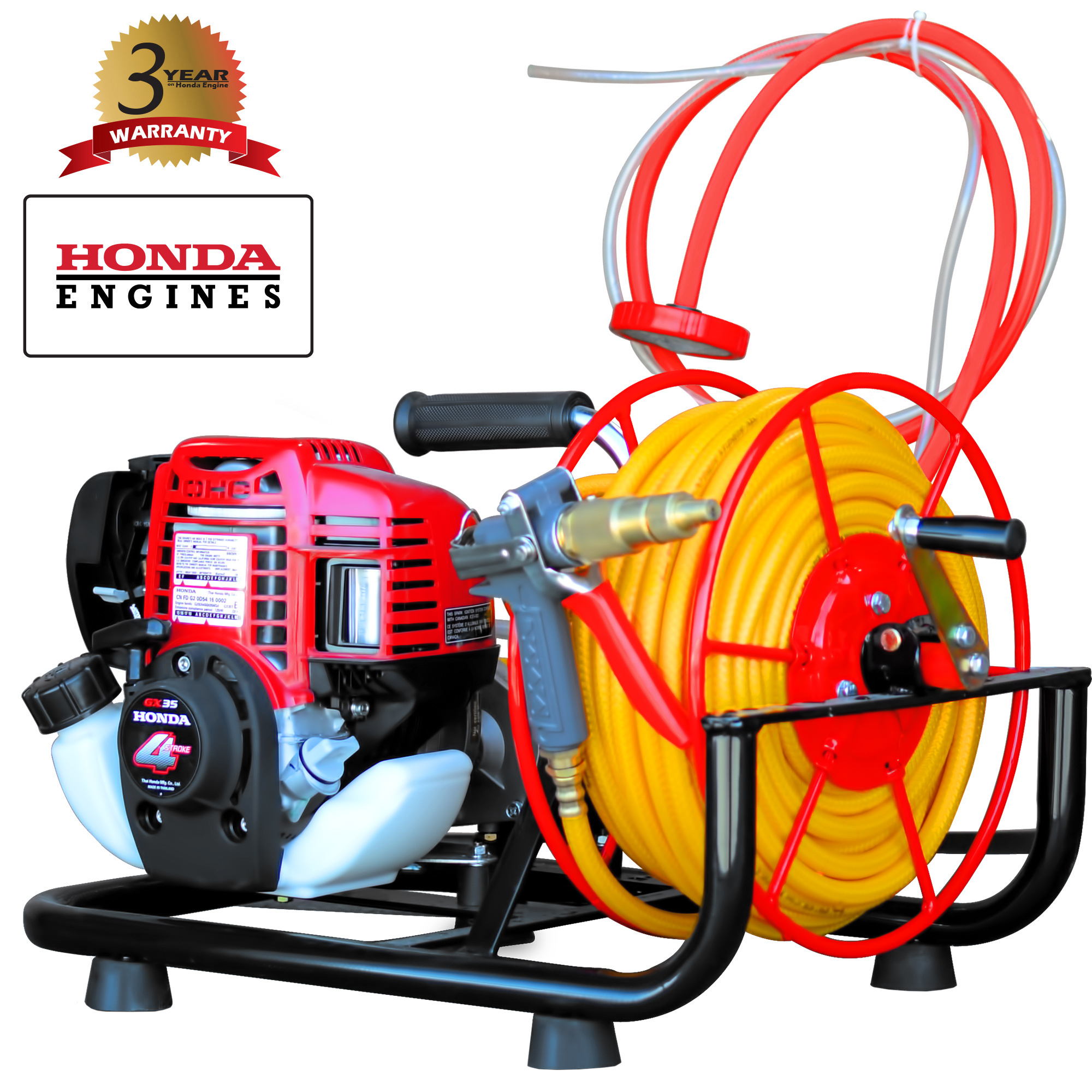 Tomahawk Skid Sprayer - 1.6 HP, Honda GX35 Engine, 2.8 GPM, 500 PSI, 100ft. Hose, Model# TBS500